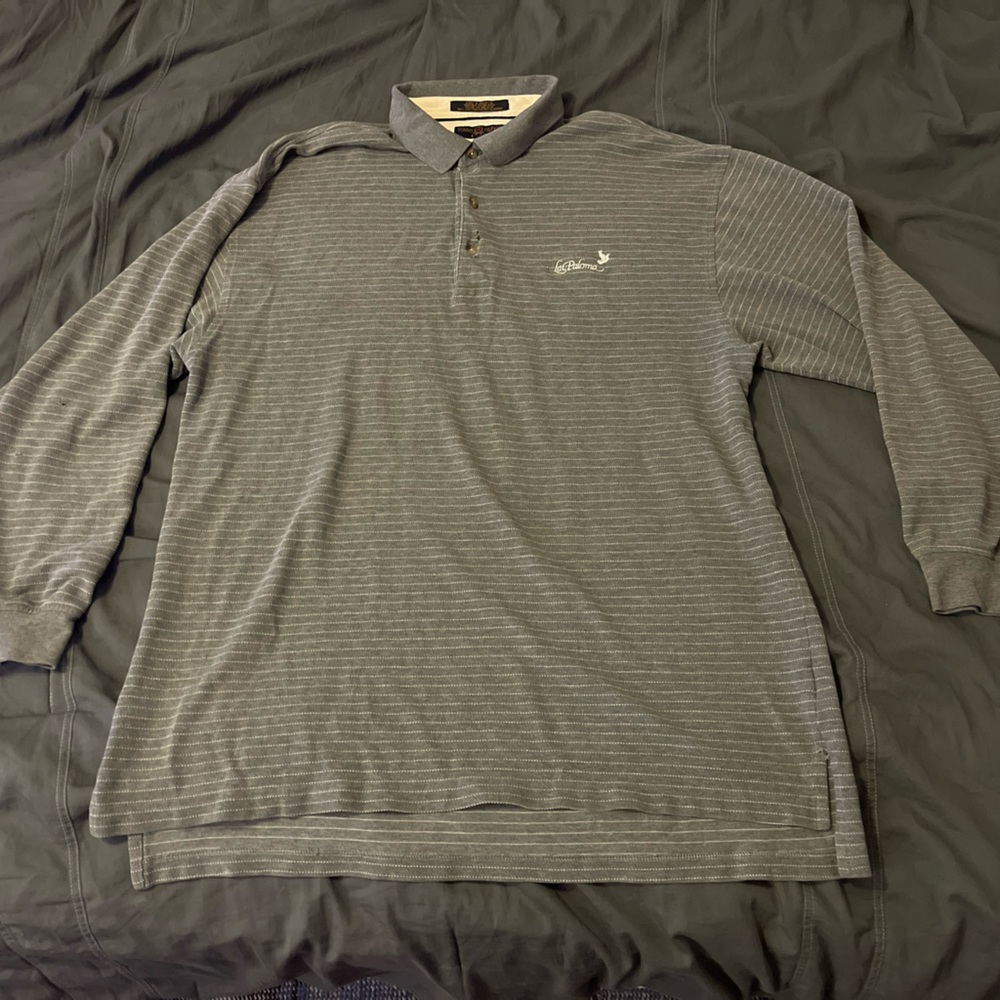 Tommy Hilfigure Golf La Paloma Long Sleeve Polo XL grey with white stripes
